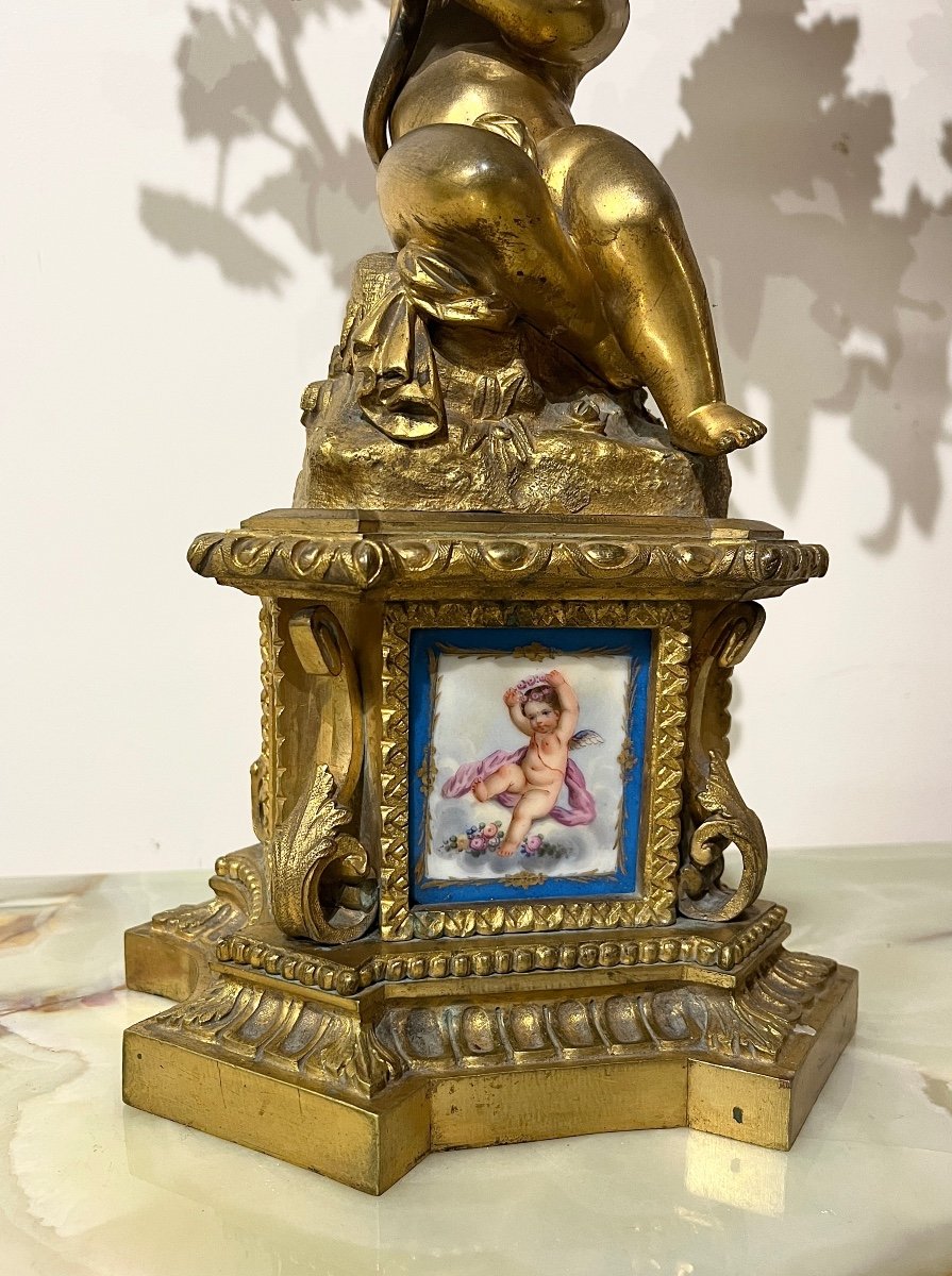 Paire De Candélabres Plaques De Porcelaine Et Bronze Doré Napoléon III-photo-8