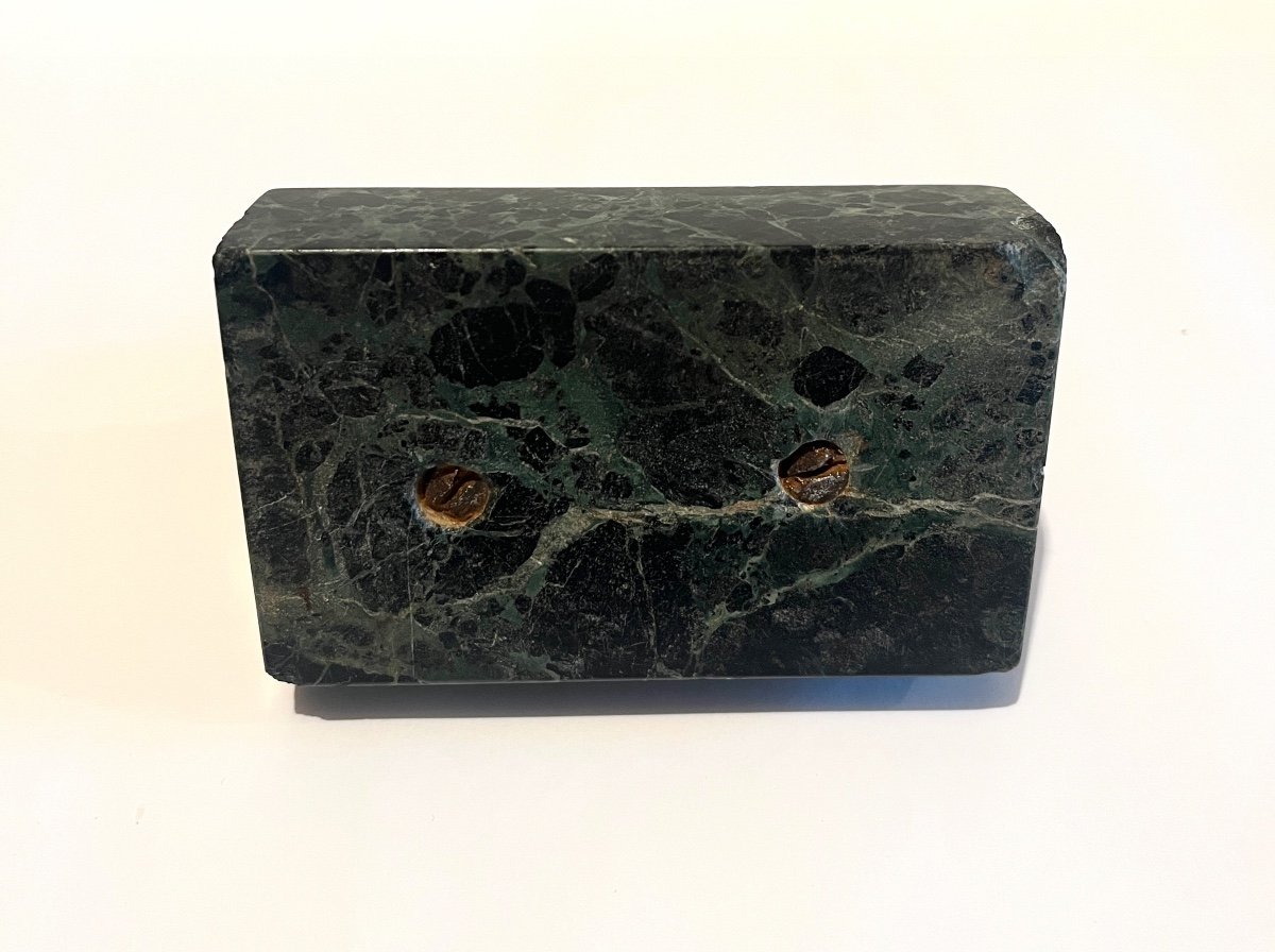 Small Bronze Jeweler's Anvil On A Sea Green Marble Base-photo-6