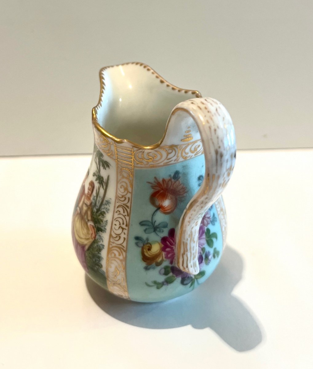 Creamer Porcelain Milk Pot Marked With Crowned Crossed Swords Late 19th Century-photo-3