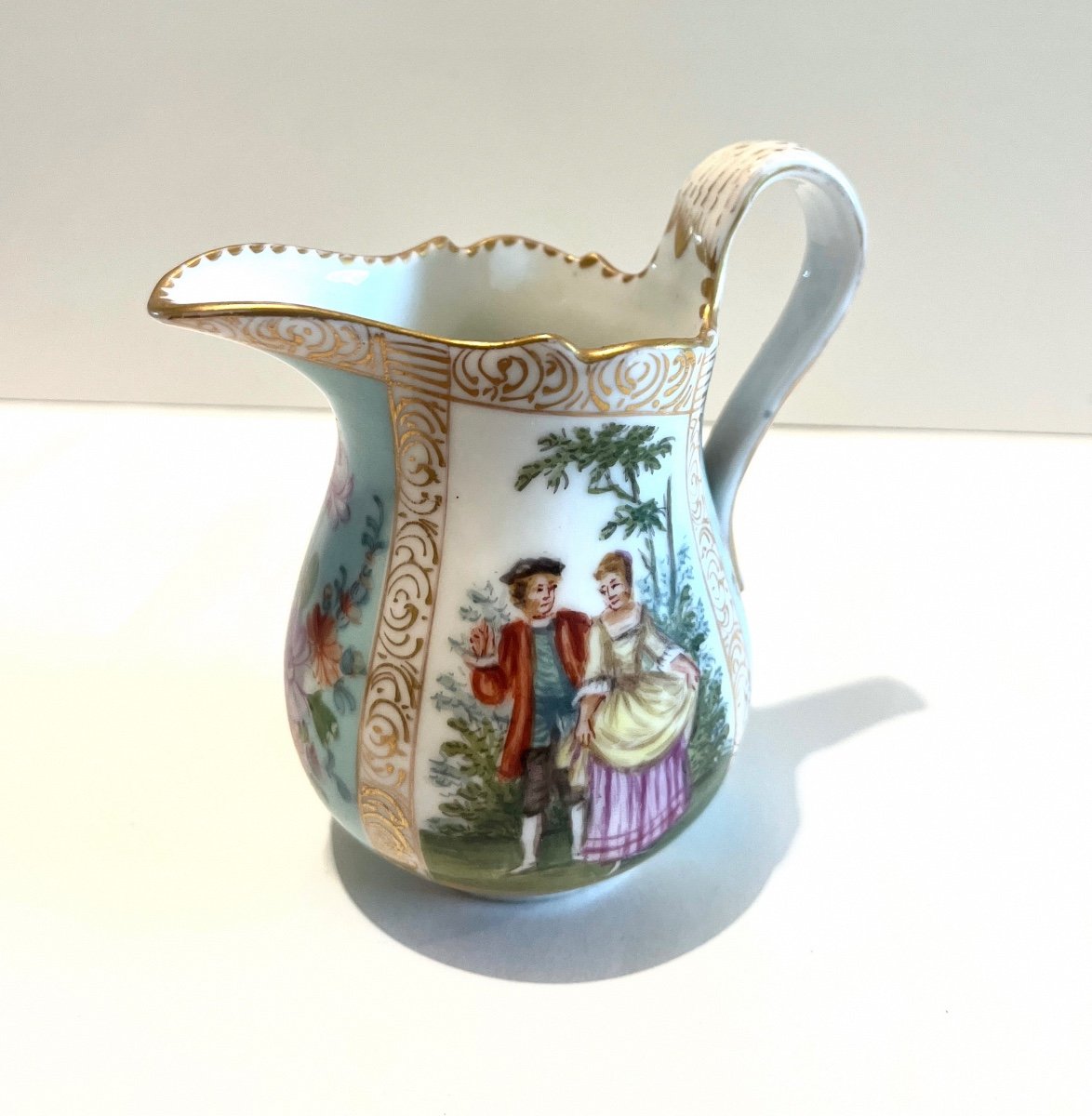 Creamer Porcelain Milk Pot Marked With Crowned Crossed Swords Late 19th Century