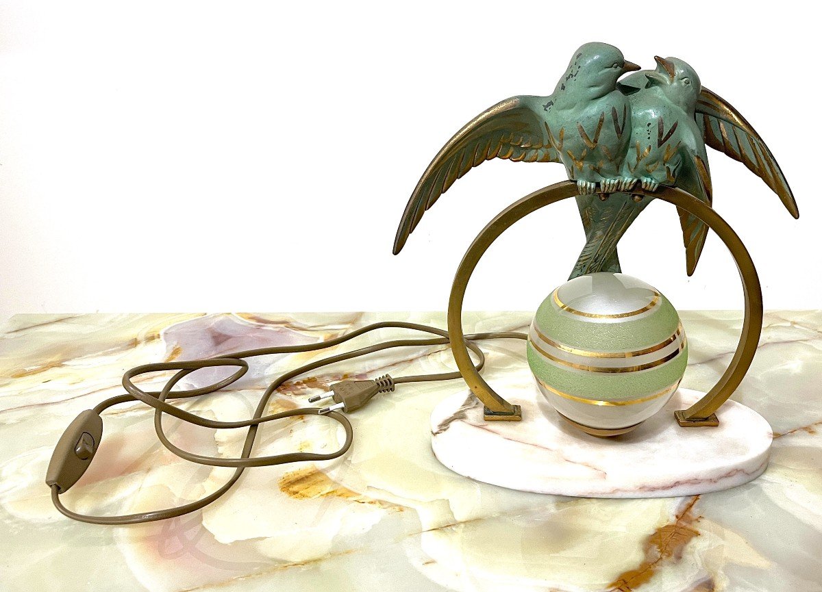Art Deco Night Light In Bronze-photo-2