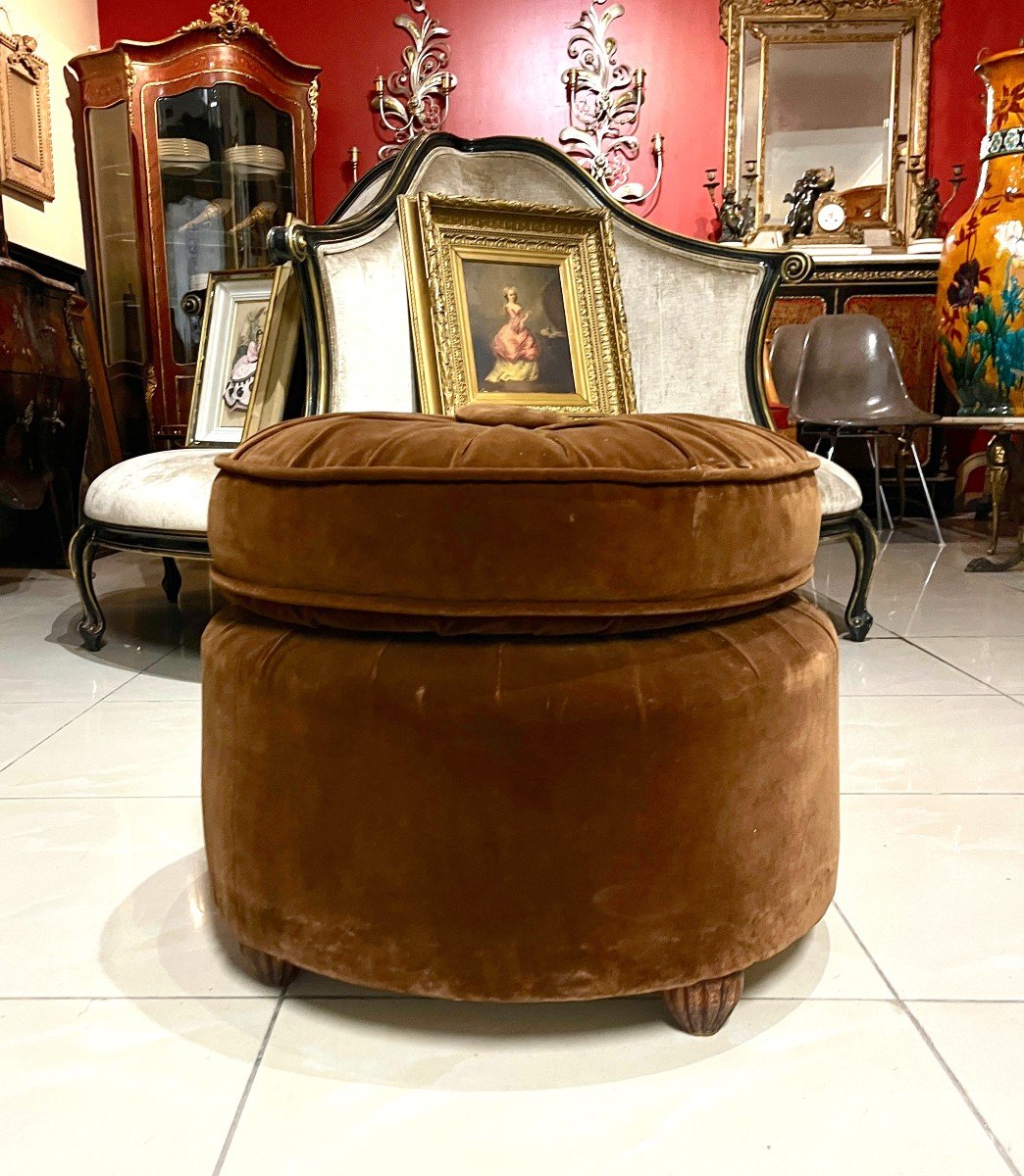 Brown Art Deco Pouf-photo-3