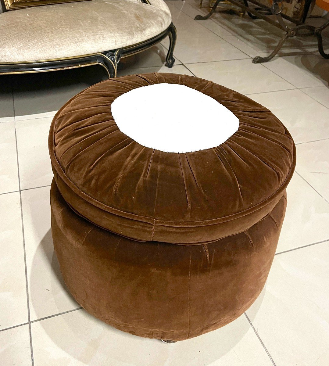 Brown Art Deco Pouf-photo-4