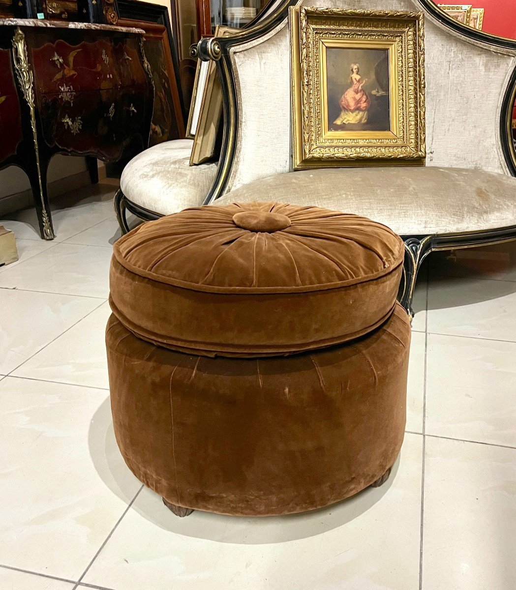Brown Art Deco Pouf-photo-1