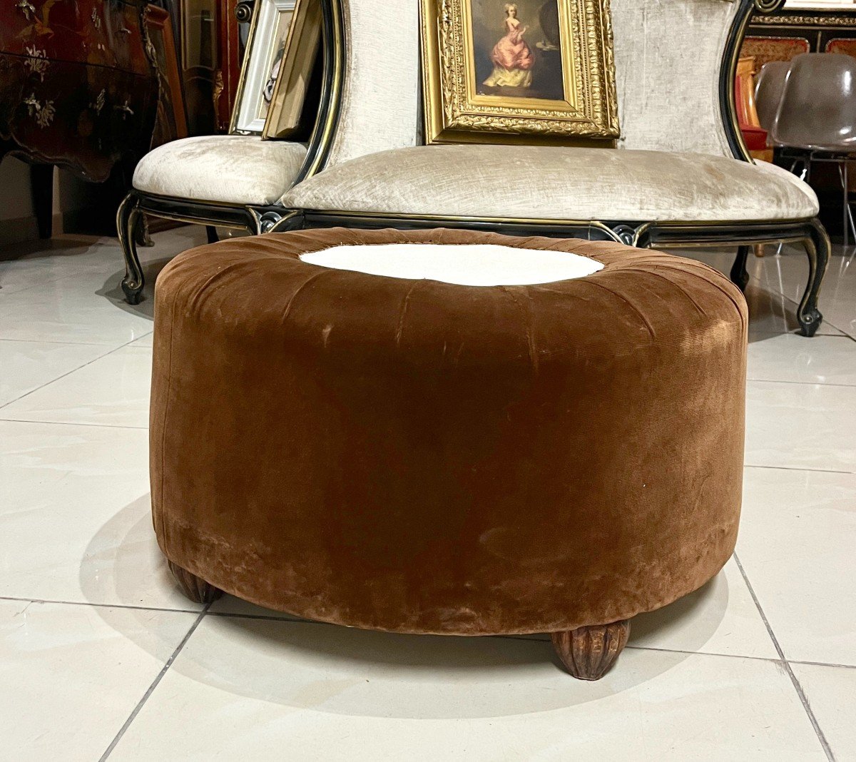 Brown Art Deco Pouf-photo-6