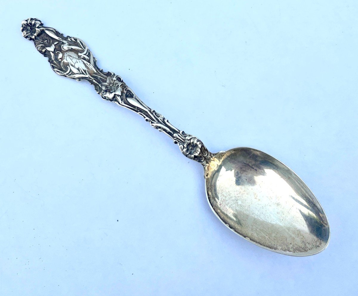 Four Sterling Silver Art Nouveau Spoons-photo-1