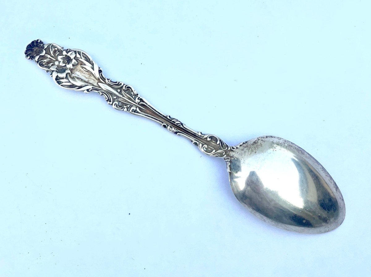 Four Sterling Silver Art Nouveau Spoons-photo-2
