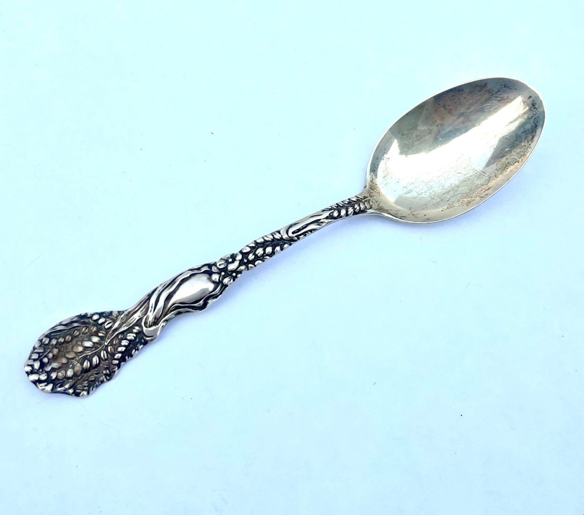 Four Sterling Silver Art Nouveau Spoons-photo-5