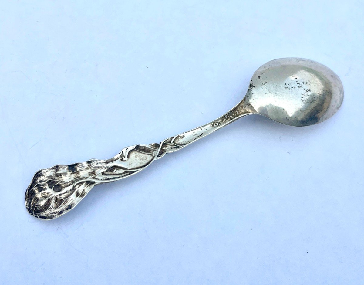 Four Sterling Silver Art Nouveau Spoons-photo-6