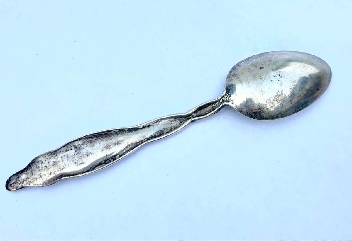 Four Sterling Silver Art Nouveau Spoons-photo-8