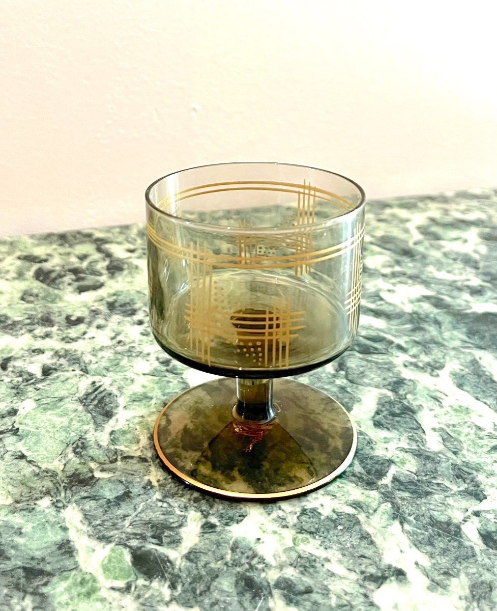 Daum Nancy Art Deco Smoked Glass Service-photo-3