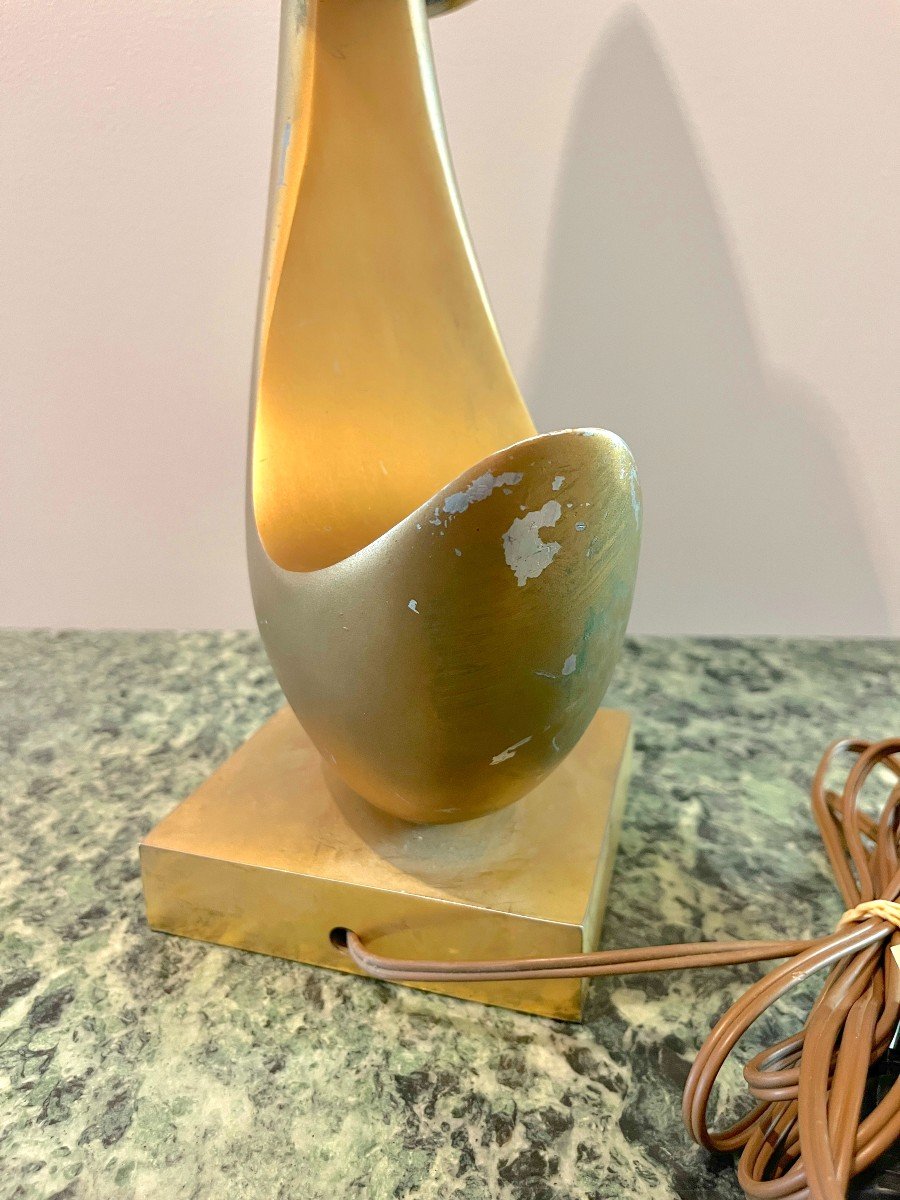 Michel Armand Lampe De Table Bronze En Forme De Fleur-photo-5