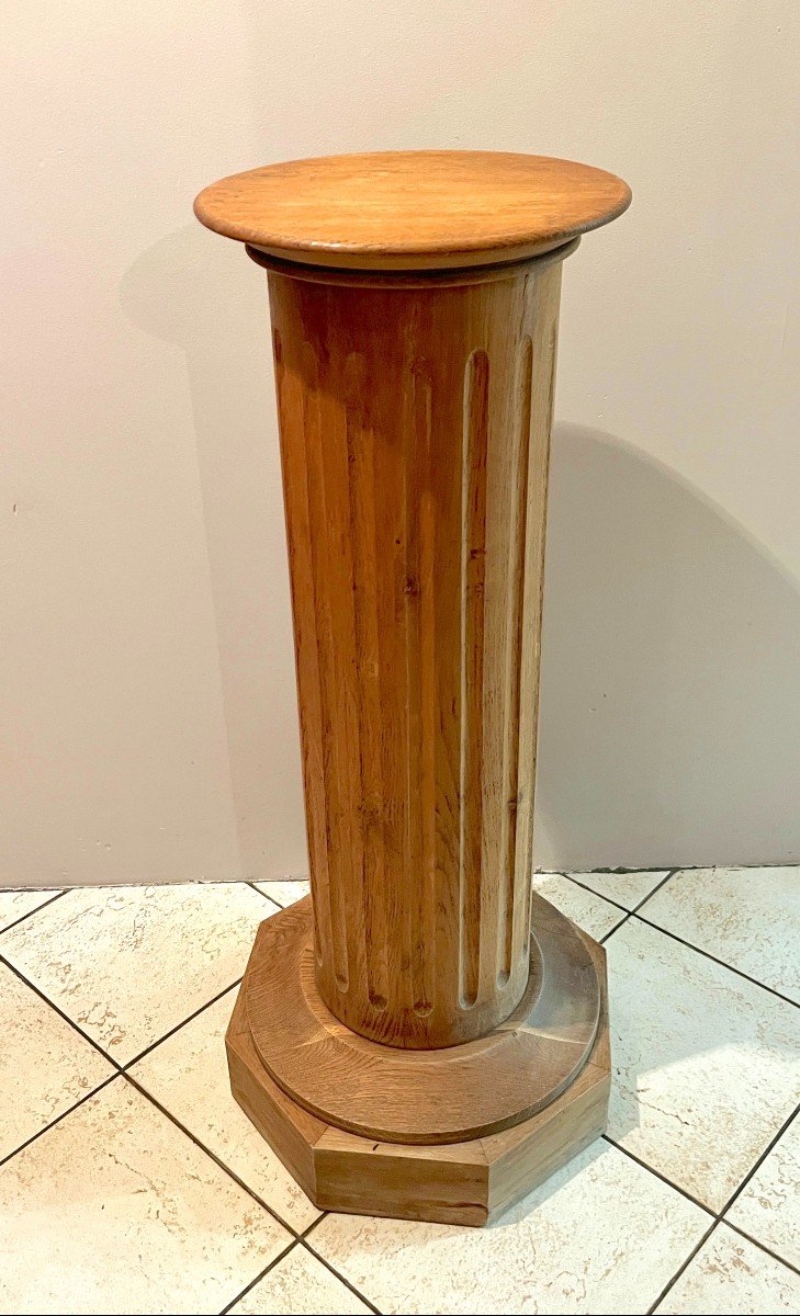 Selette En Chêne En Forme De Colonne Cannelée-photo-4