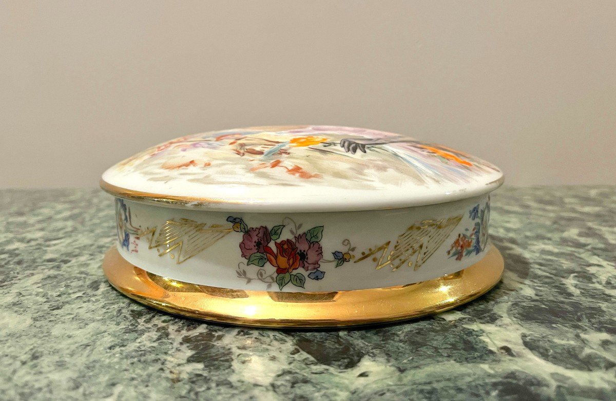 Limoges Porcelain Candy Dish Decorated With A Woman In A Garden-photo-4