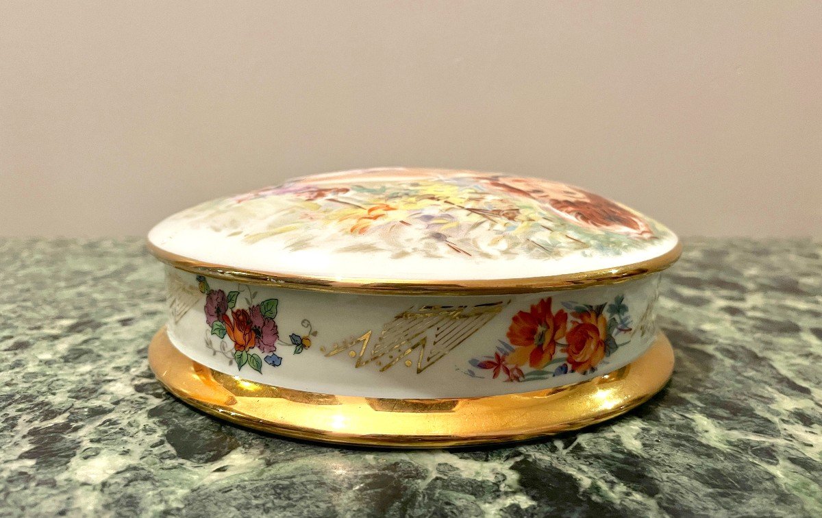 Limoges Porcelain Candy Dish Decorated With A Woman In A Garden-photo-6