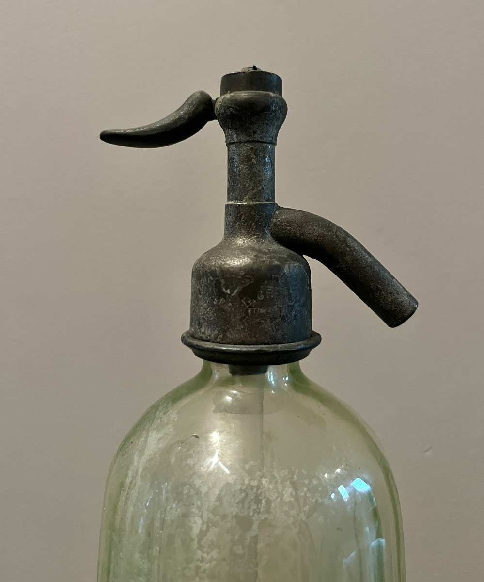 Siphon Art Déco à Eau De Seltz En Verre Ouraline Jaune Ou Vert -photo-4