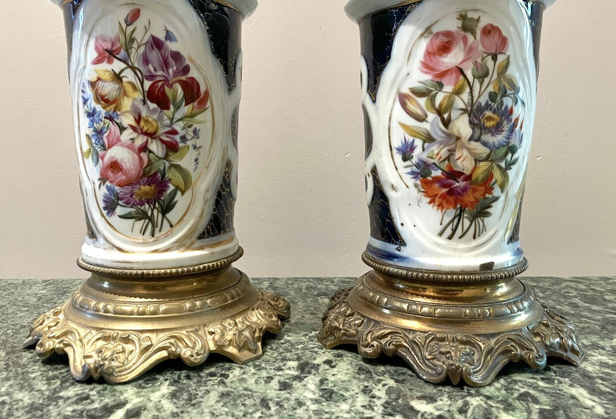 Pair Of 19th Century Bayeux Porcelain Vases-photo-7