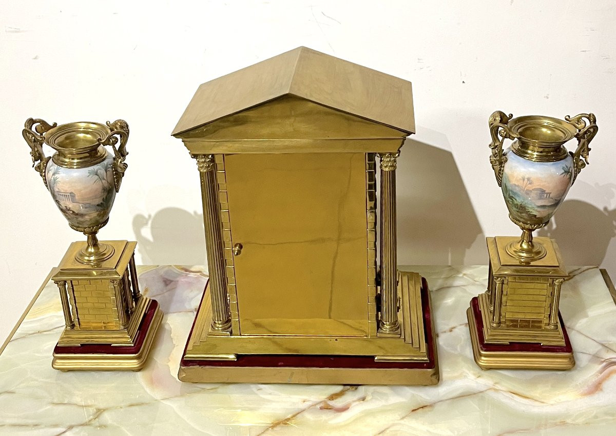Graniture De Cheminée En Bronze Et Porcelaine époque Napoléon III-photo-3