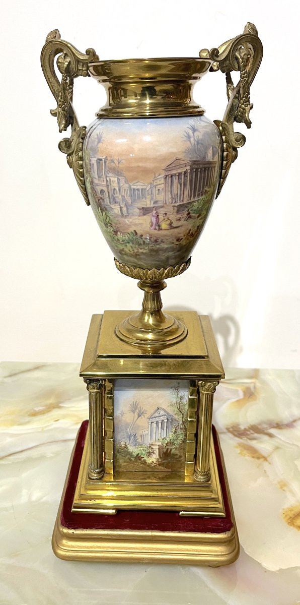 Graniture De Cheminée En Bronze Et Porcelaine époque Napoléon III-photo-6