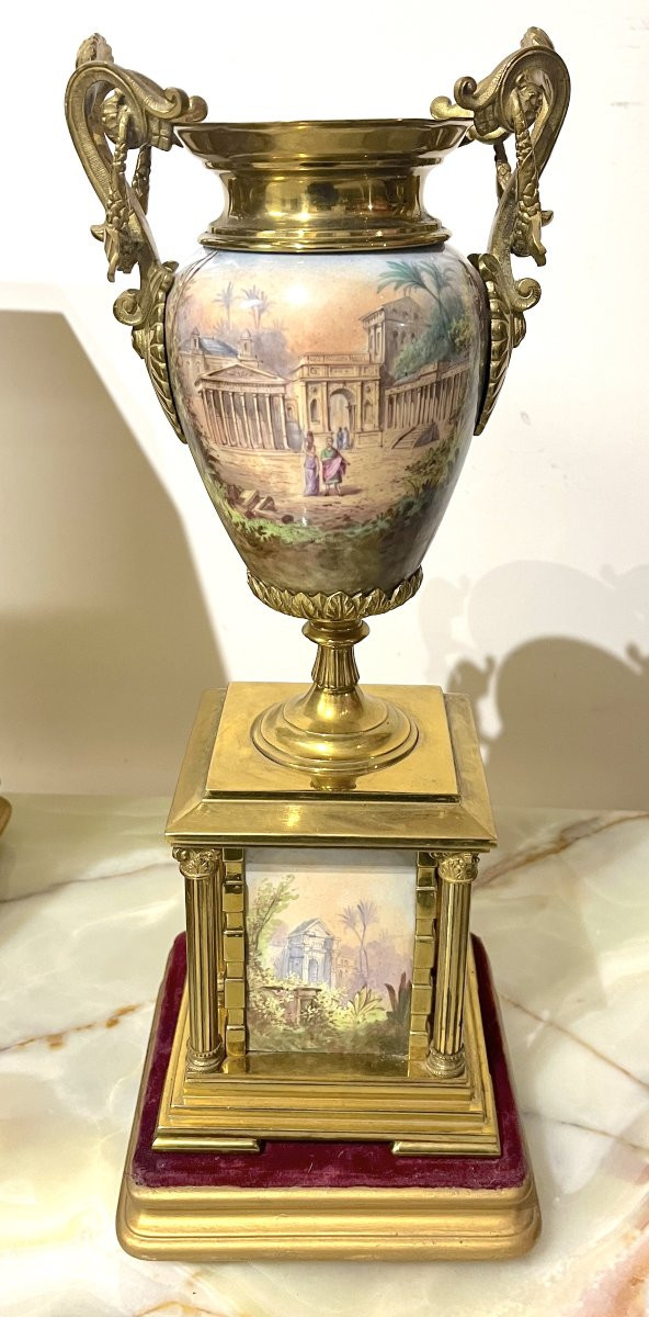 Graniture De Cheminée En Bronze Et Porcelaine époque Napoléon III-photo-7