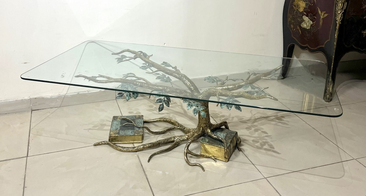 Table Basse En Laiton Doré-photo-1