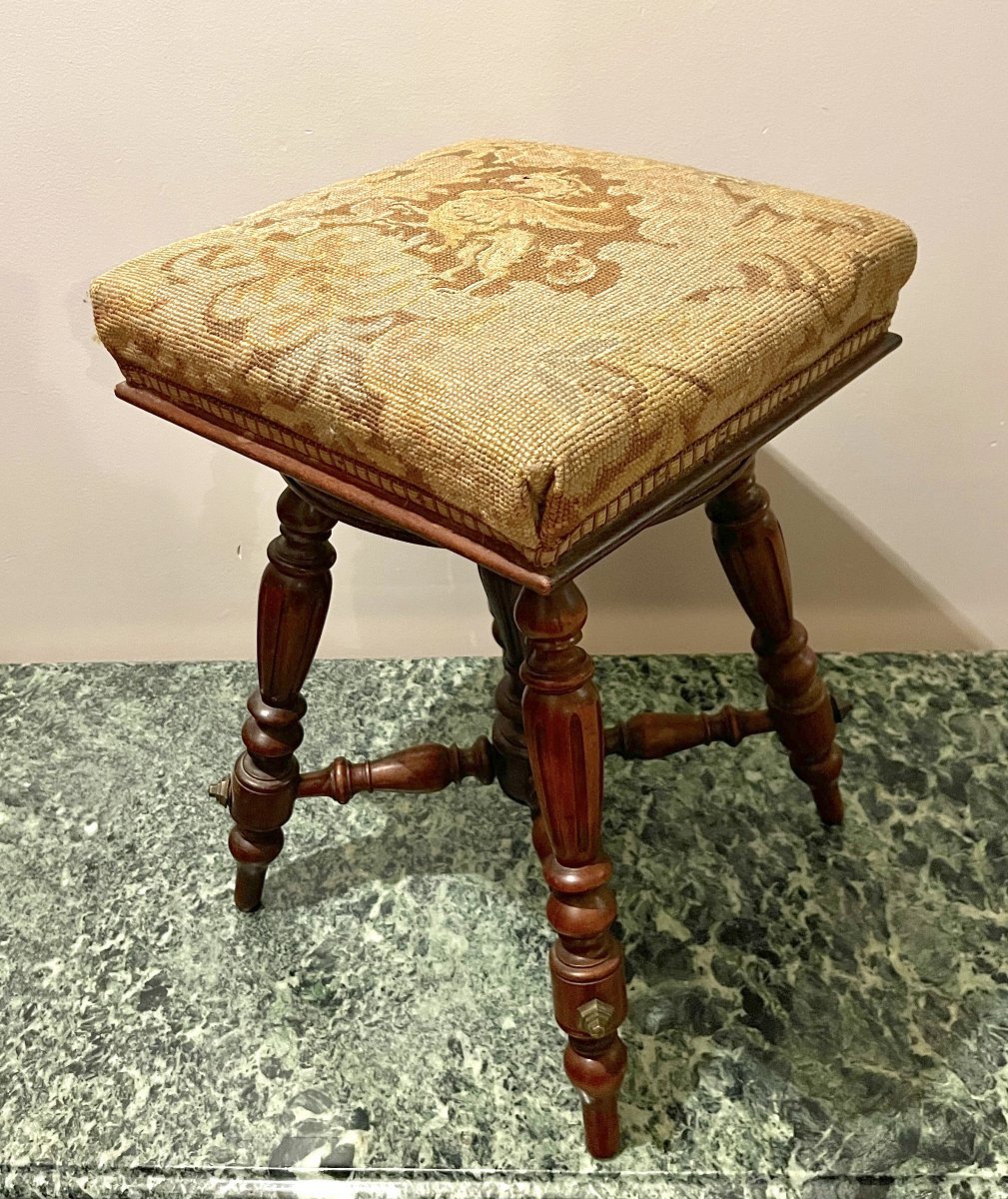 Piano Stool With Tapestry Top And Dragon Decoration, Napoleon III Period-photo-4