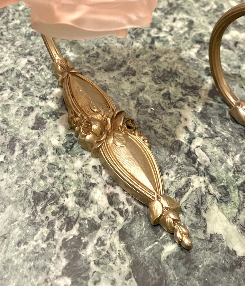 Paire d'Appliques Art Déco En Bronze-photo-1
