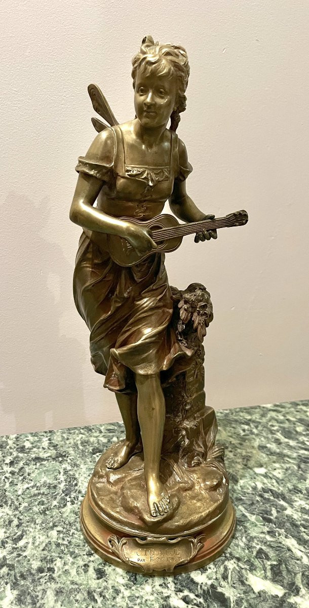 Sculpture En Bronze La Cigale Par Bouret-photo-2