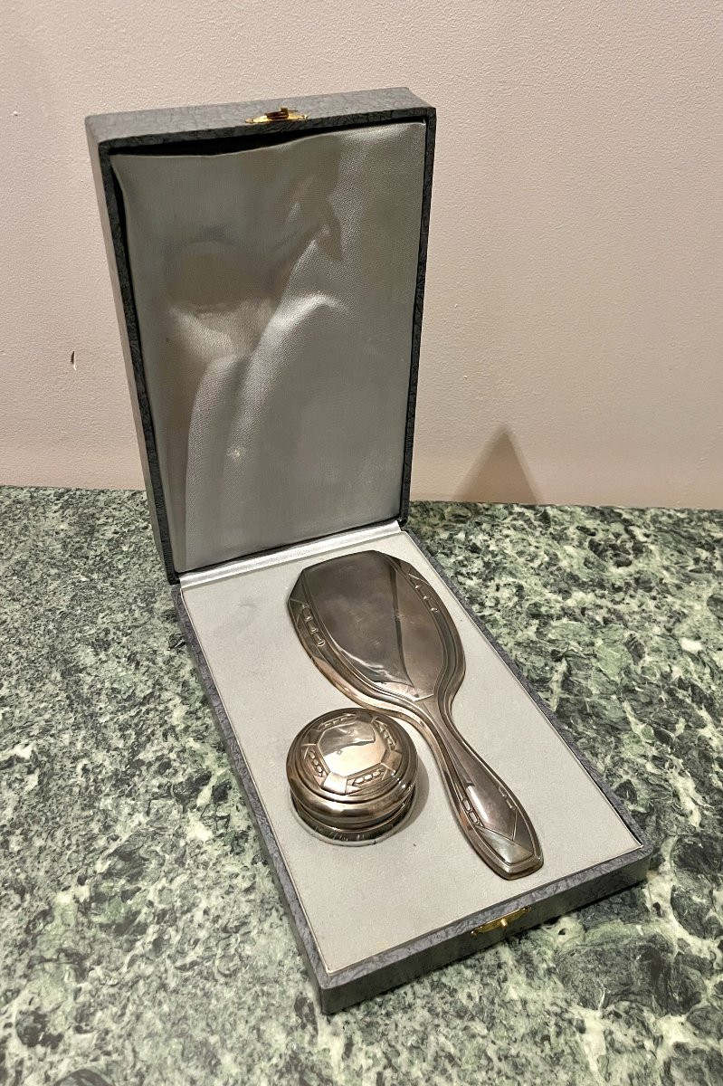 Art Deco Hand Face And Powder Box Set-photo-1