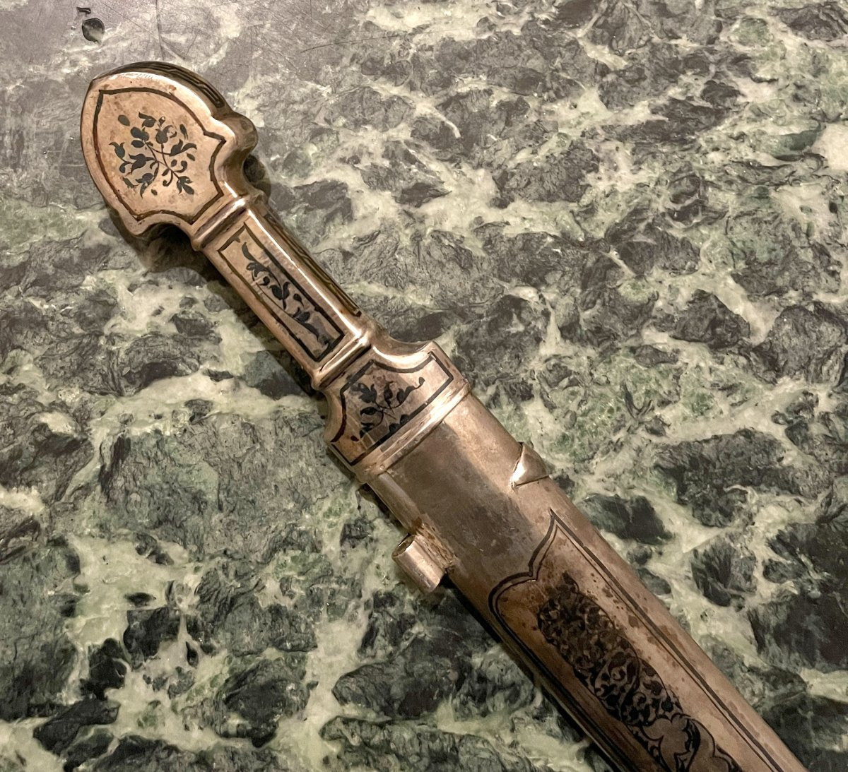 Ceremonial Dagger With Silver Handle And Sheath-photo-2