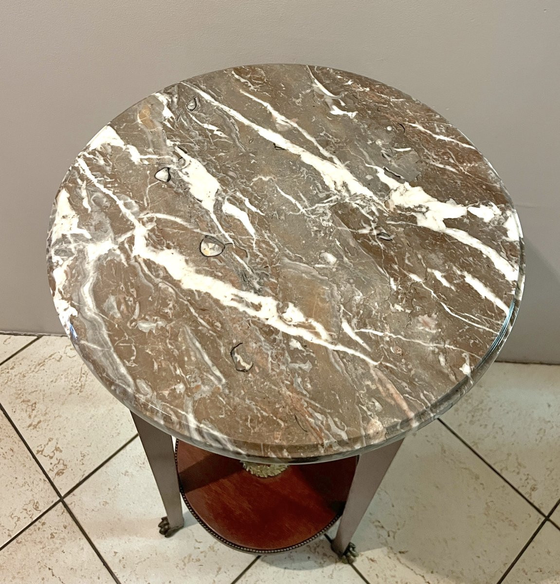 Empire Style Pedestal Table With Marble Top-photo-2
