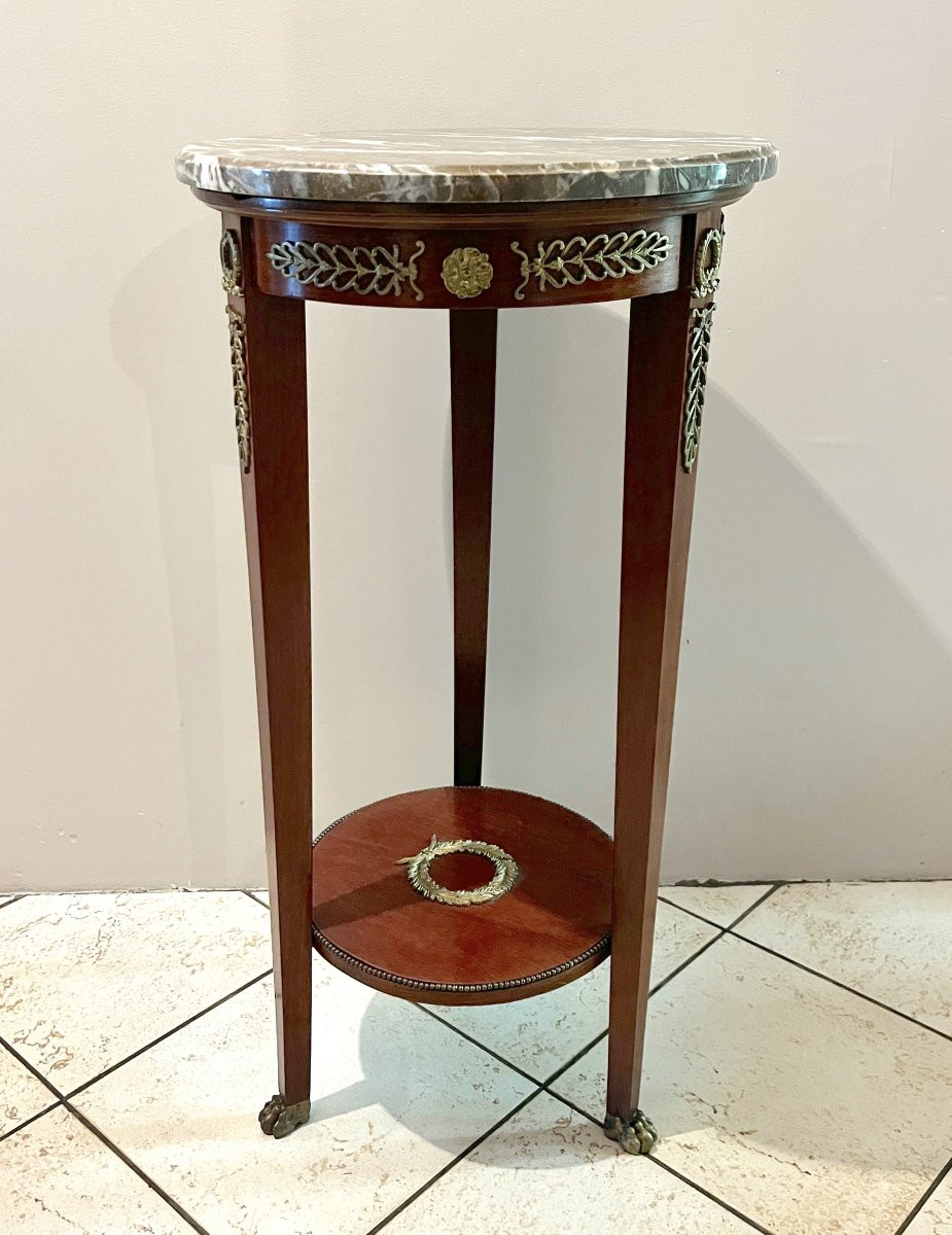 Empire Style Pedestal Table With Marble Top-photo-1