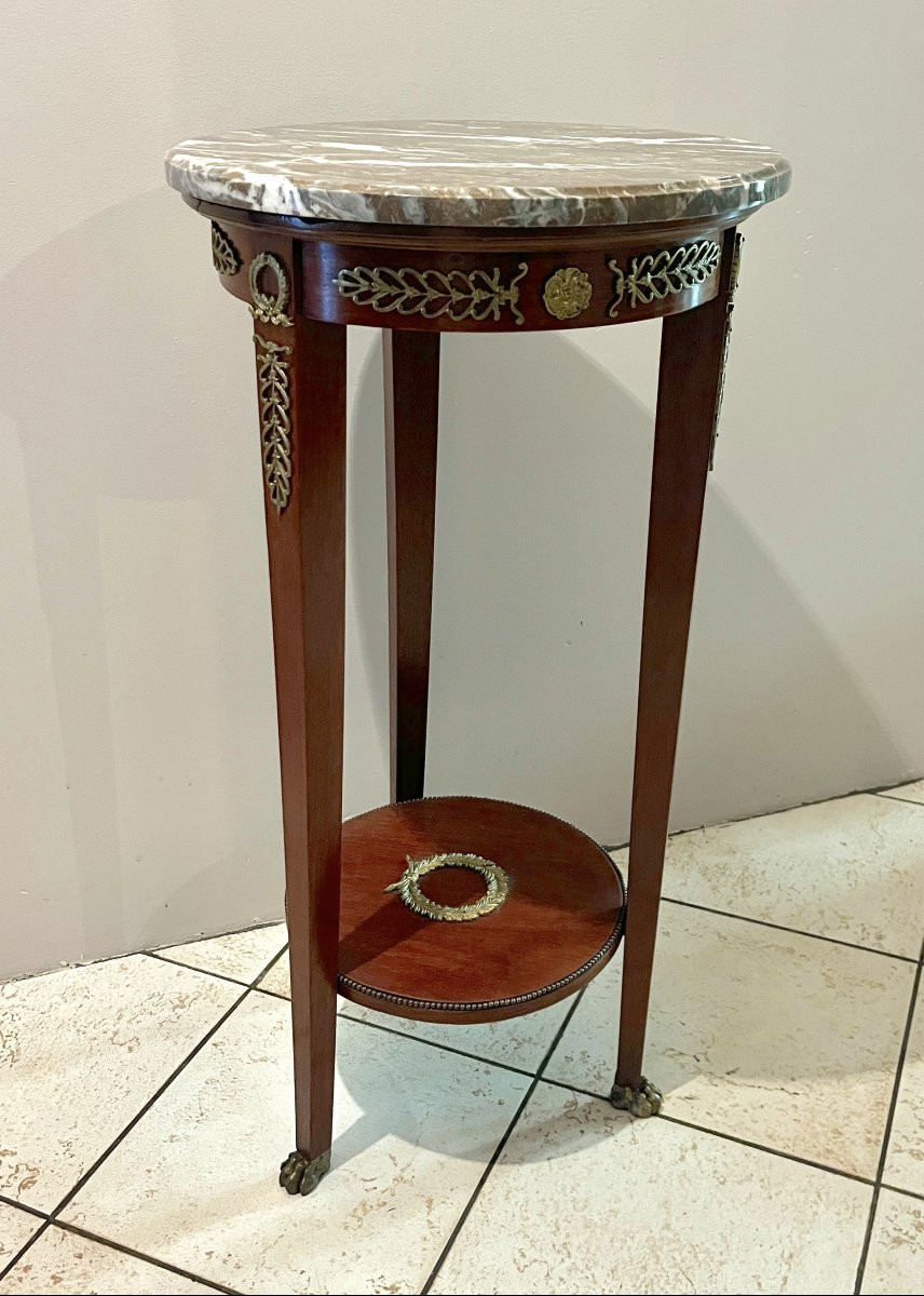 Empire Style Pedestal Table With Marble Top-photo-2
