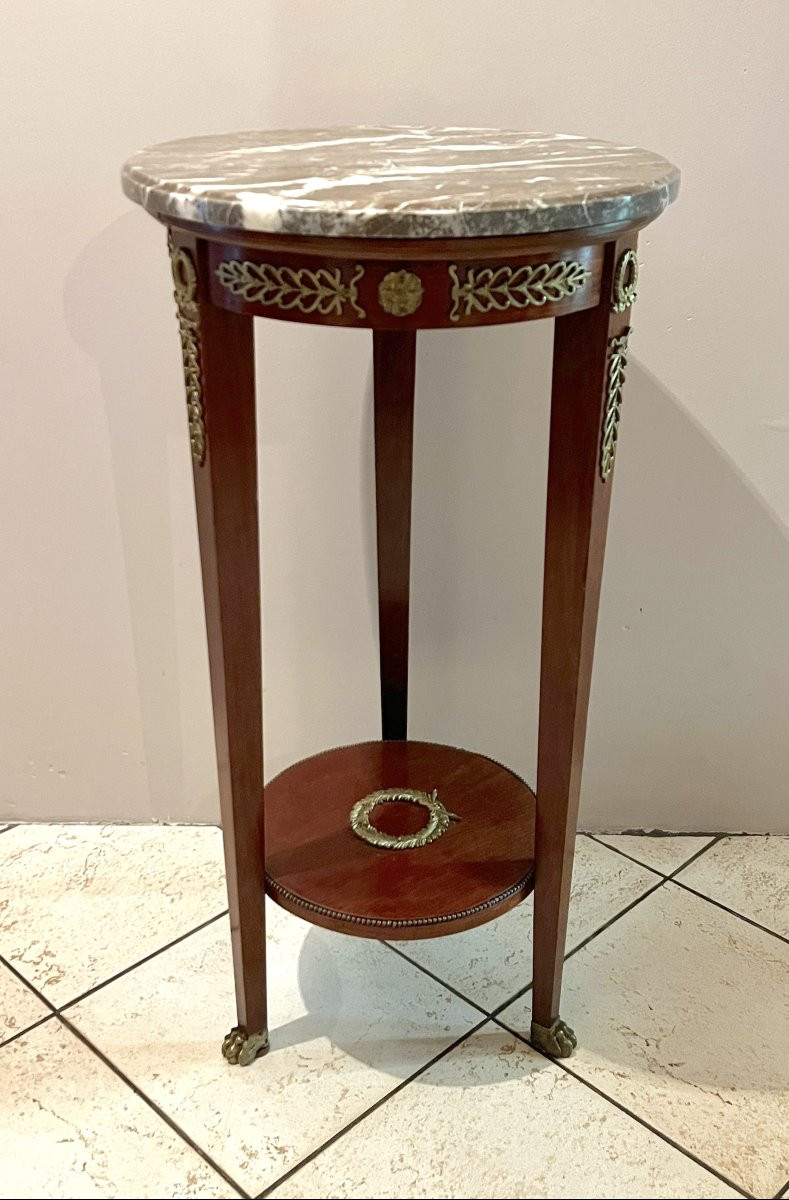 Empire Style Pedestal Table With Marble Top-photo-3