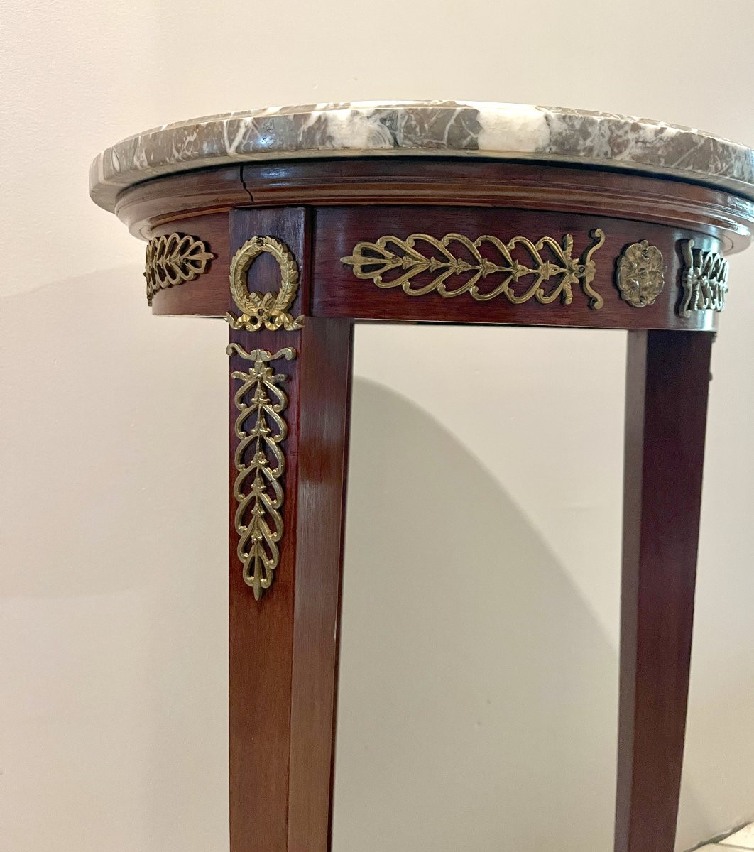 Empire Style Pedestal Table With Marble Top-photo-4