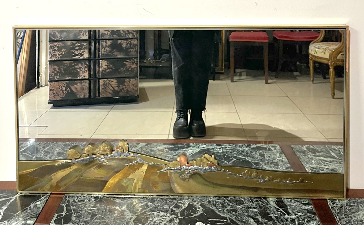 Miroir à décor de paysage provençal