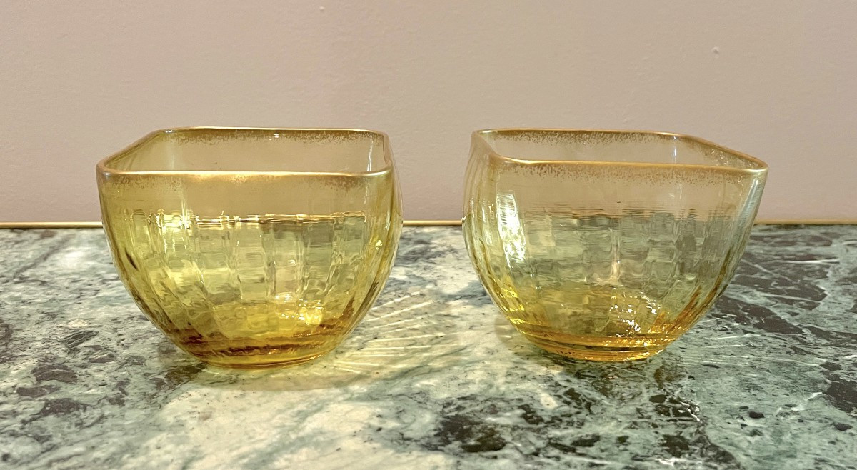 Paire de coupes bols Daum en cristal Fin XIXème