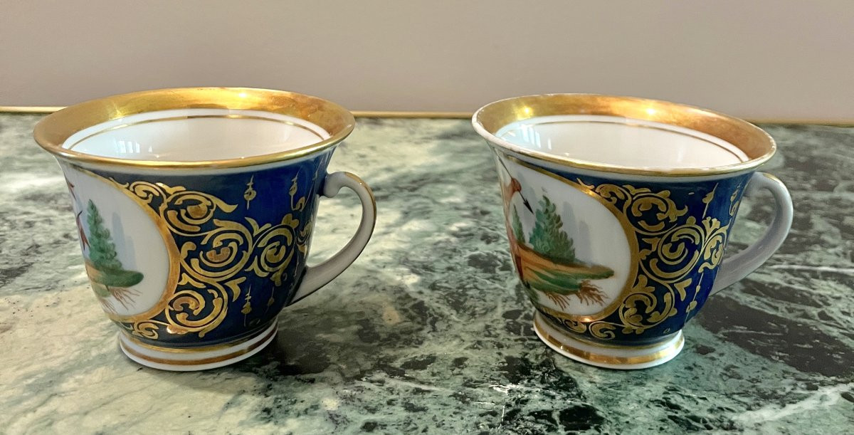 Pair Of Paris Porcelain Cups With Chinese Handles, 1830/1850 Period-photo-5