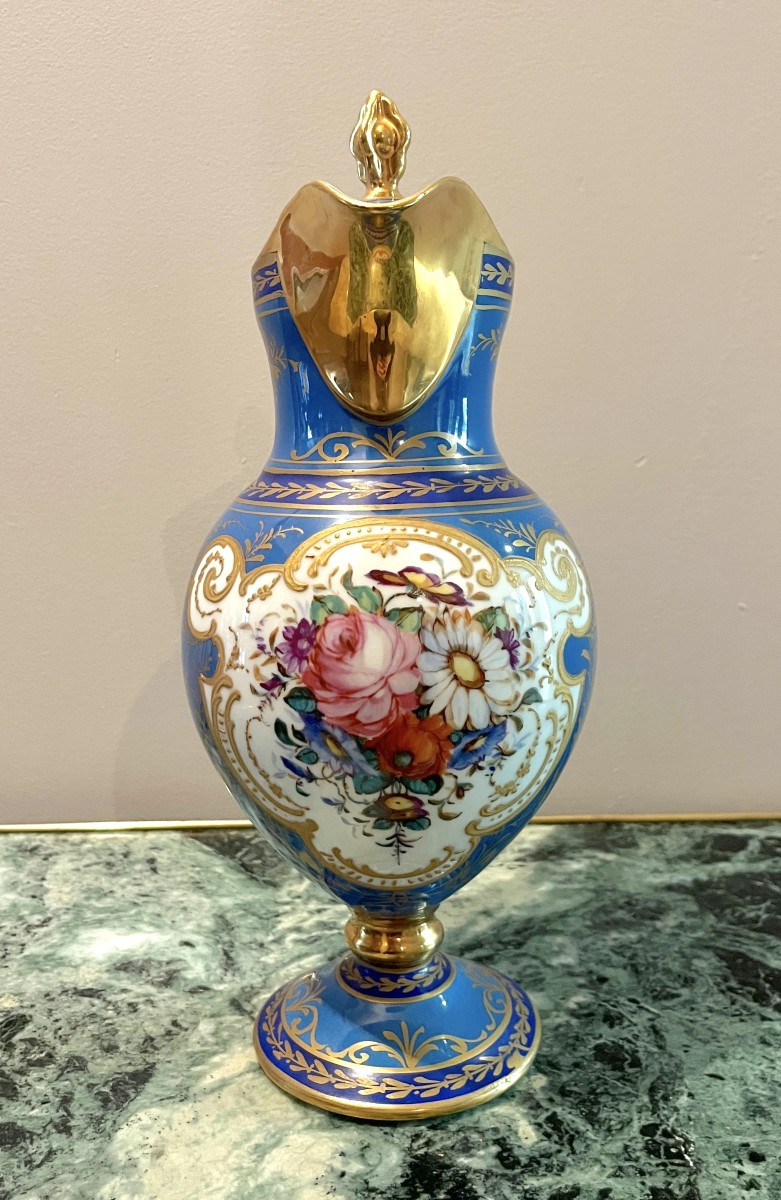 Covered Jug On Pedestal And Its Tray In Paris Porcelain-photo-3