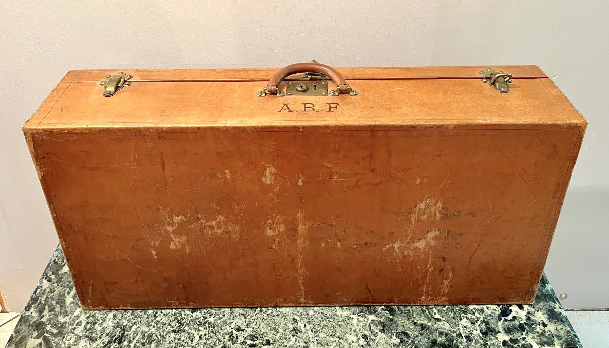Louis Vuitton Trunk Suitcase In Brown Leather-covered Wood-photo-3