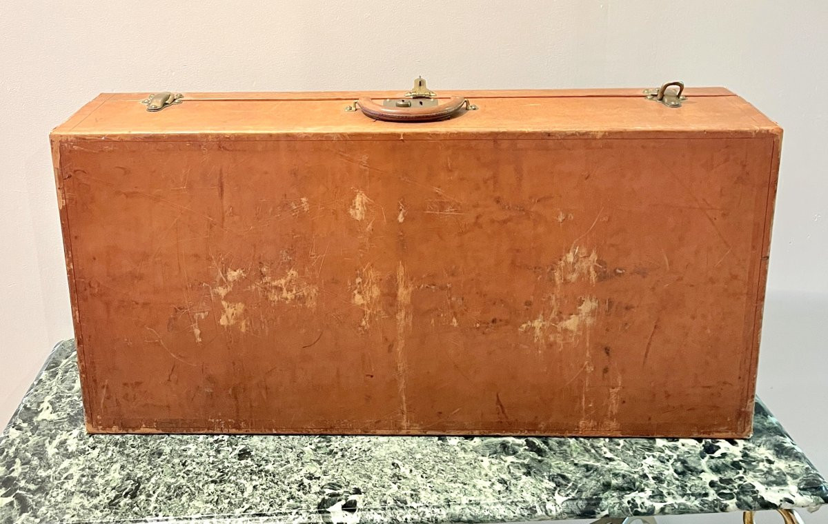 Louis Vuitton Trunk Suitcase In Brown Leather-covered Wood-photo-1
