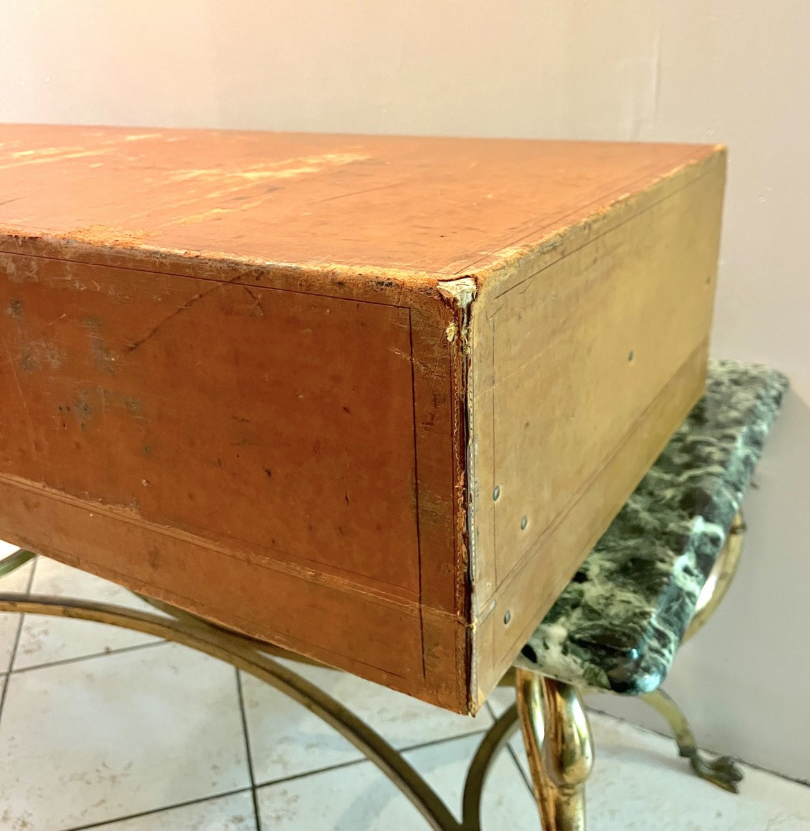 Louis Vuitton Trunk Suitcase In Brown Leather-covered Wood-photo-6