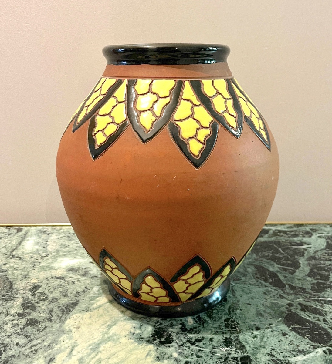 Ray Camart Art Deco Style Terracotta Vase-photo-4