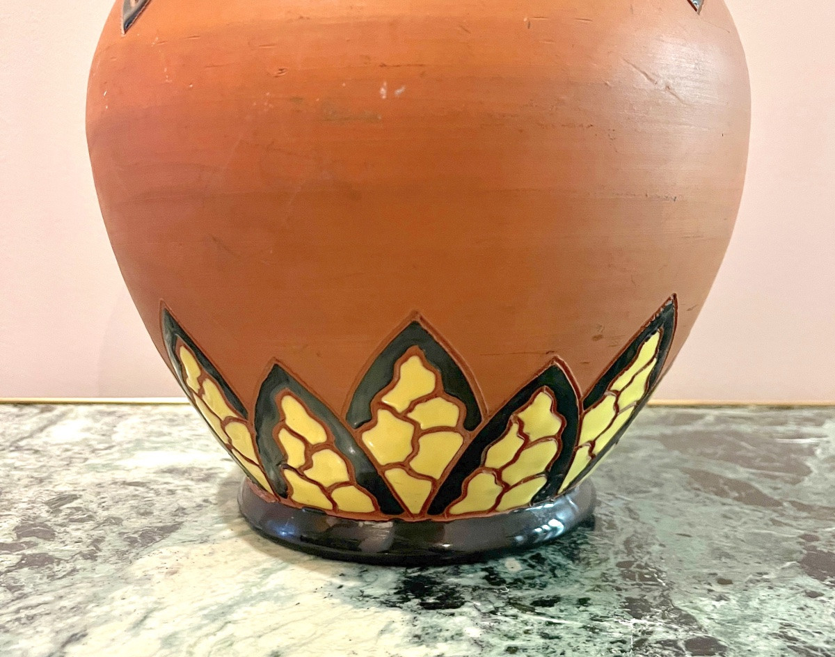 Ray Camart Art Deco Style Terracotta Vase-photo-2