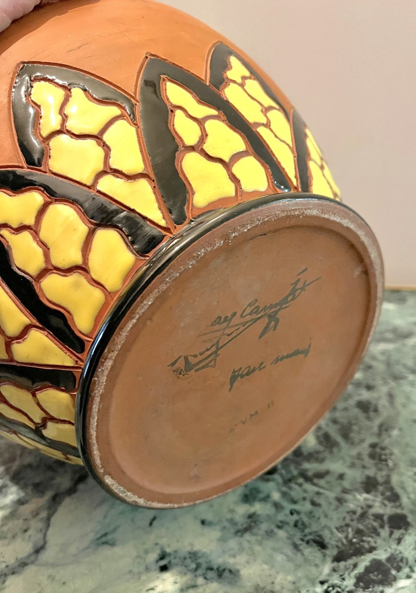 Ray Camart Art Deco Style Terracotta Vase-photo-5
