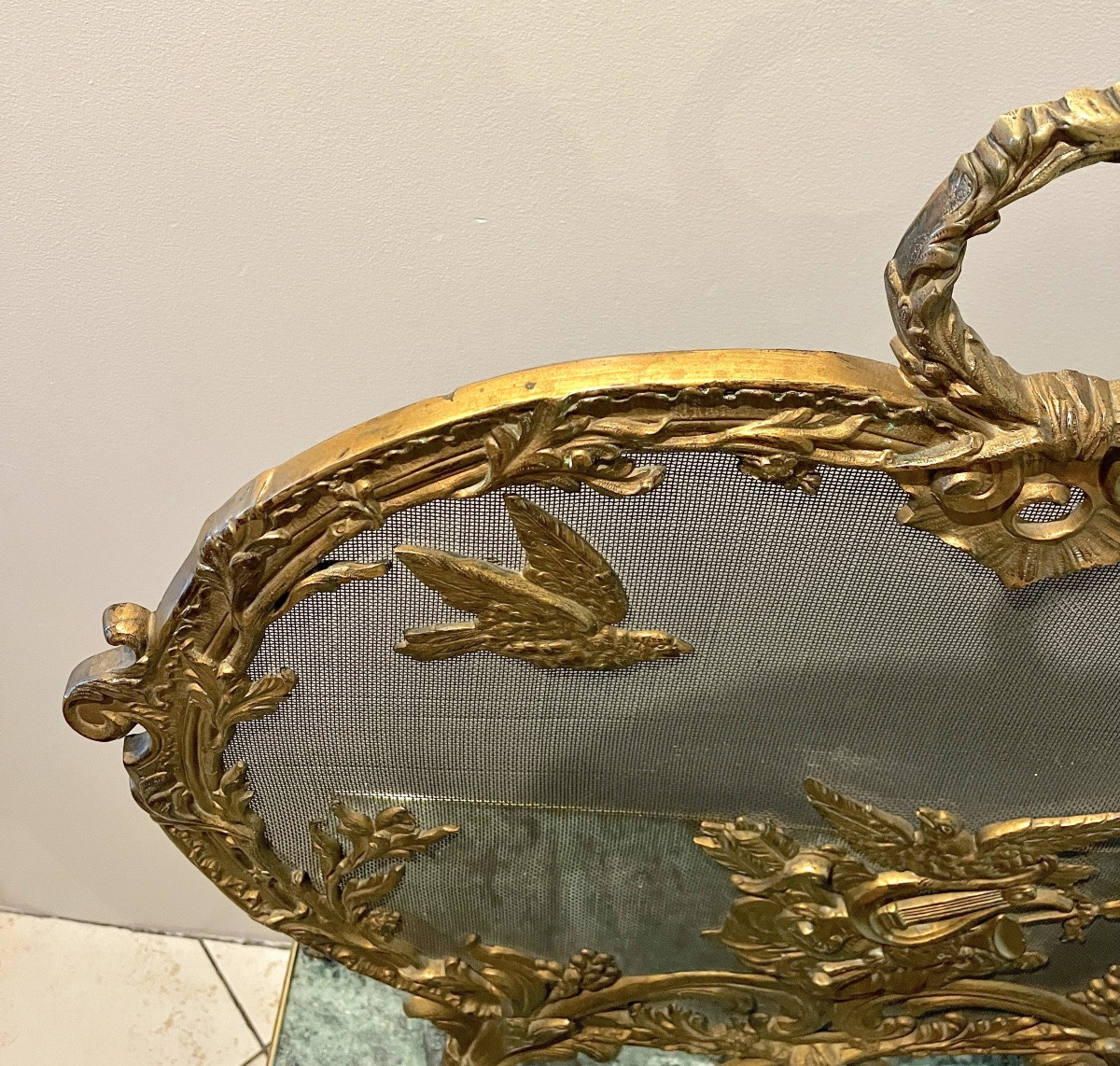 Écran de cheminée en bronze de style Louis XV à décor rocaille Fin XIXème-photo-8