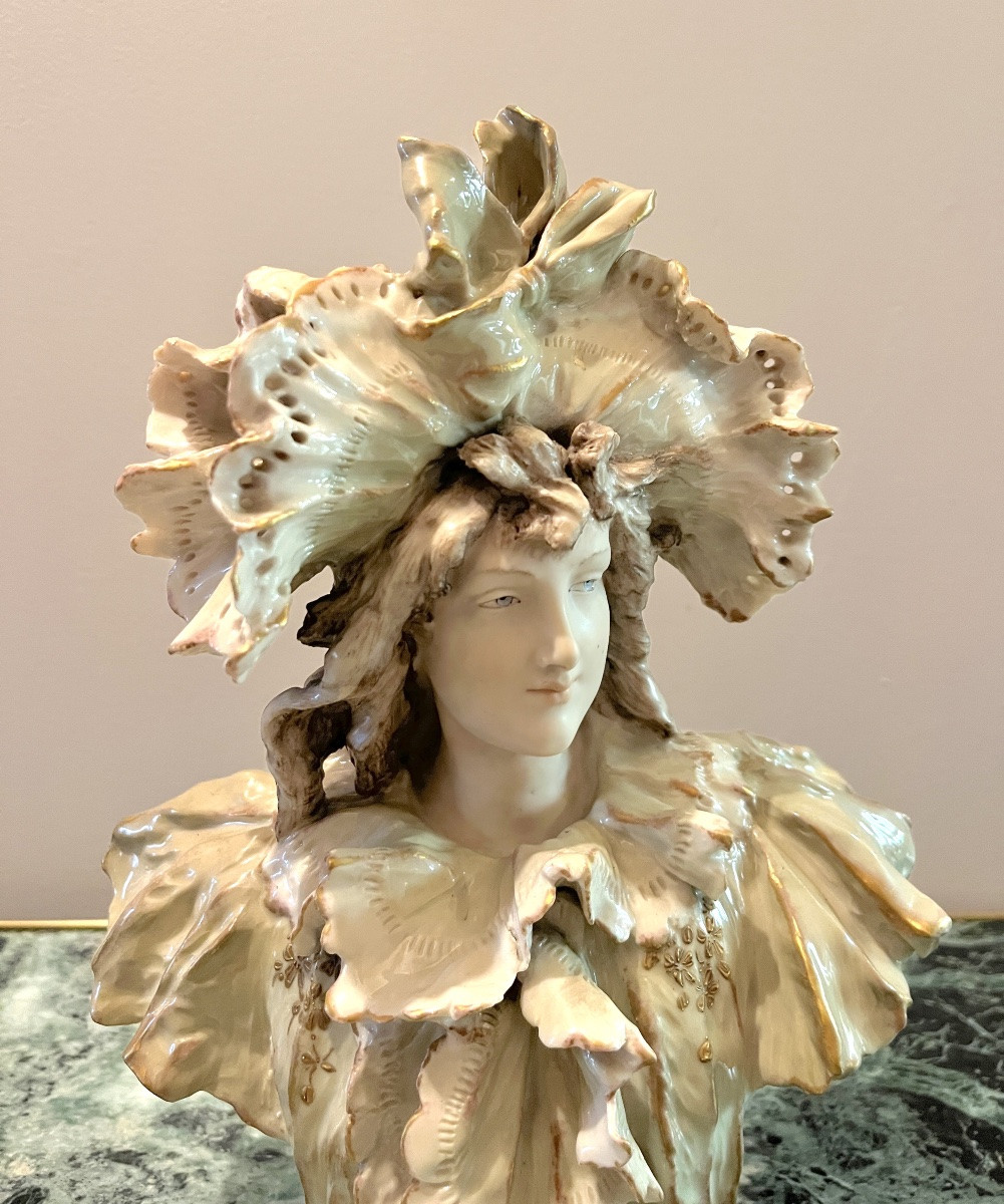 Buste de femme en porcelaine polychrome bohemia-photo-2
