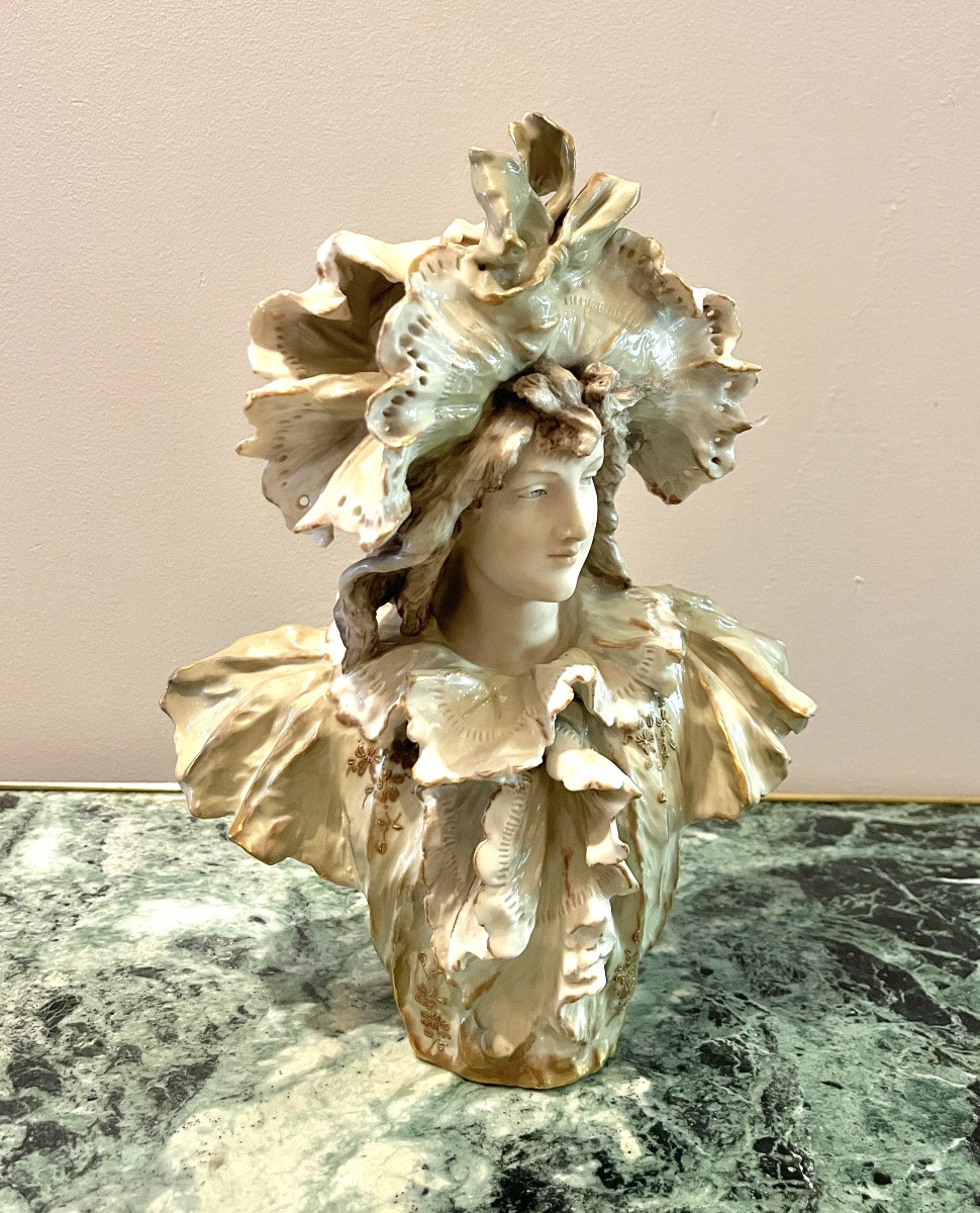 Buste de femme en porcelaine polychrome bohemia-photo-5