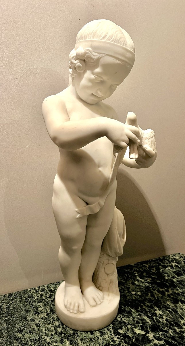 White Marble Sculpture After Charles-antoine Bridan-photo-6