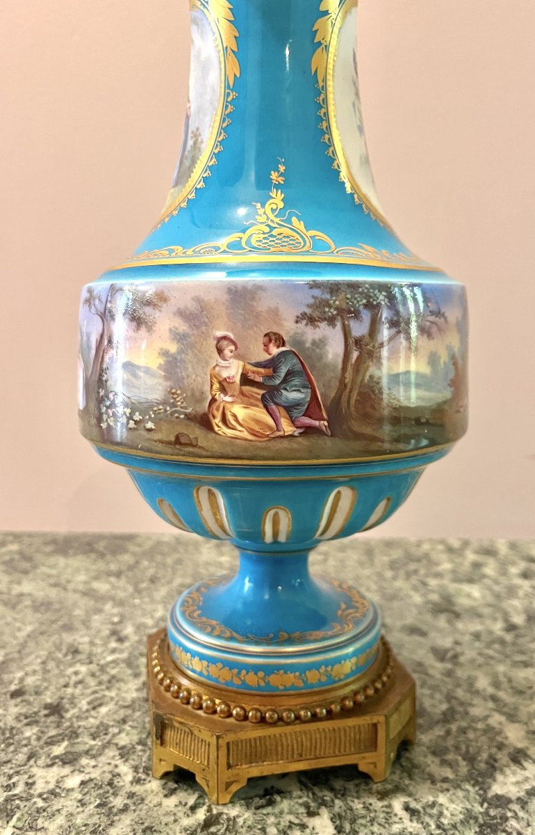Pair Of Porcelain Vases In The Sèvres Style, Napoleon III Period, 19th Century-photo-3